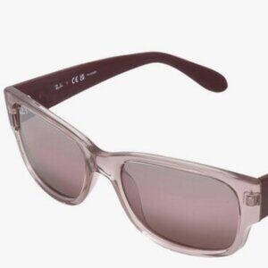 Ray-Ban Polarized Transparent Pink Square Unisex Sunglasses